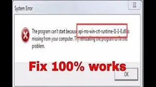 The Program Can't Start Because api-ms-win-crt-runtime-|1-1-0.dll is Mising From Your Computer