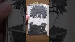 [ASMR] Drawing Megumi 🐇 - Jujutsu Kaisen #satisfying #shorts #asmr