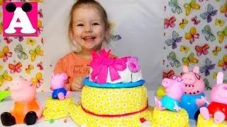 Свинка Пеппа, готовит торт. Peppa Pig cook cake.
