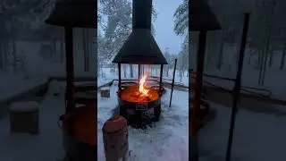 Cozy Fire After a Snow Hike in Pyhätunturi, Finland