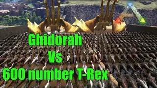 Ghidorah with 600 T-rex | massive t-rex level 1000 | Ghidorah in Ark survival evolved | Ark mod