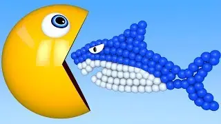 Learn Colors with PACMAN and Shark Ball for Kids Children School Bus Street Vehicle